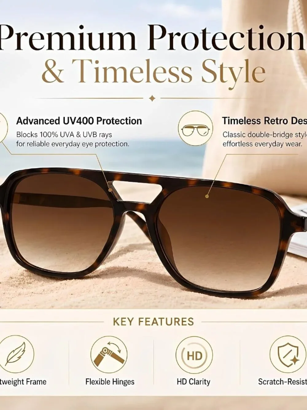 Timeless Retro Rectangle Sunglasses for All - Full UV Protection & Comfort